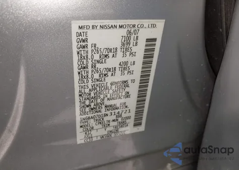 2008 Nissan Titan Se from USA, damaged, VIN 1N6BA07D18N314721